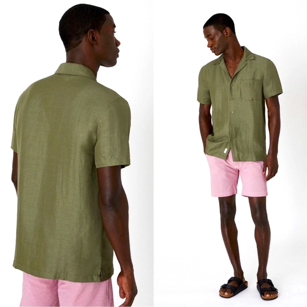 Onia Vacation Shirt Solid Men Color Deep Sage Size S